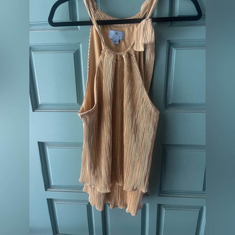 CeCe Metallic Gold Top